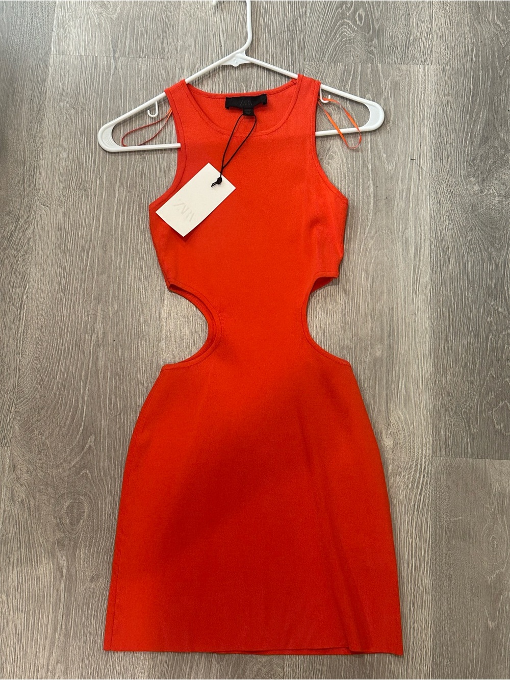 Zara Orange-Red Cutout Mini Bodycon Dress